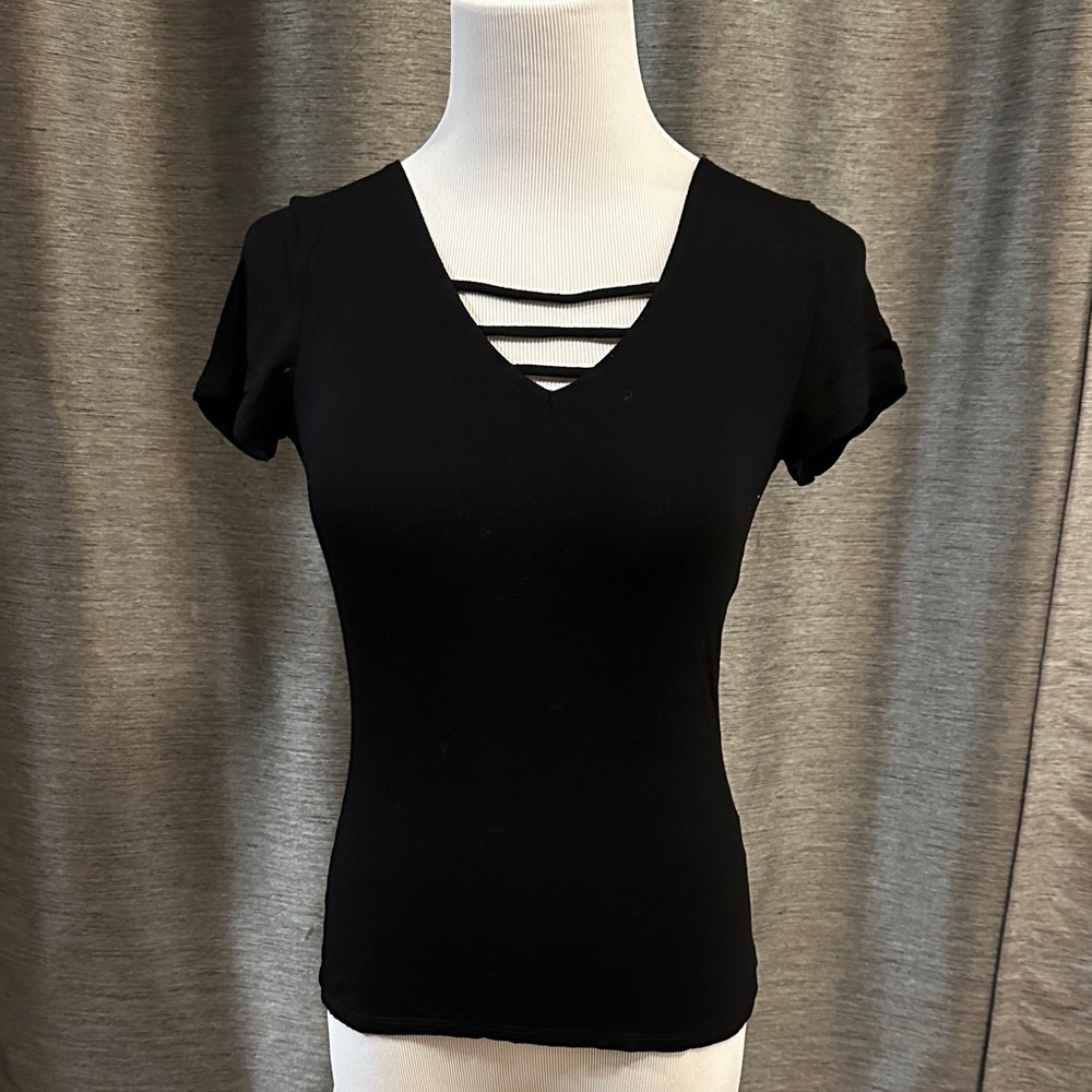 Garage Black Strappy V-Neck Tee